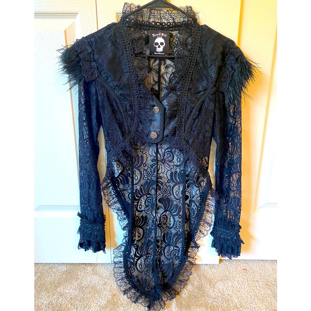 Lace black gothic crop jacket